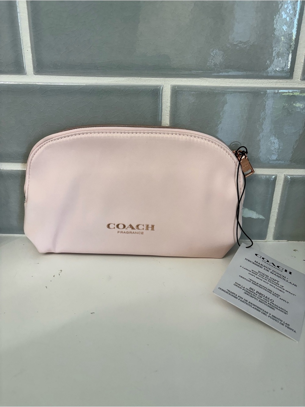 COACH Pink Fragrance Zip Cosmetic Pouch—new